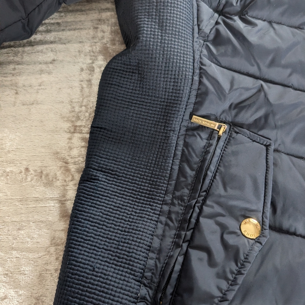 Michael Kors Down Hooded Puffer Coat XL Dark Navy Blue - Picture 5 of 10